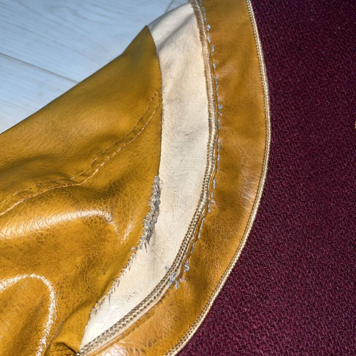 ヴィンテージ！70s DEER FOOT ウール×レザー スタジャン(70年代 