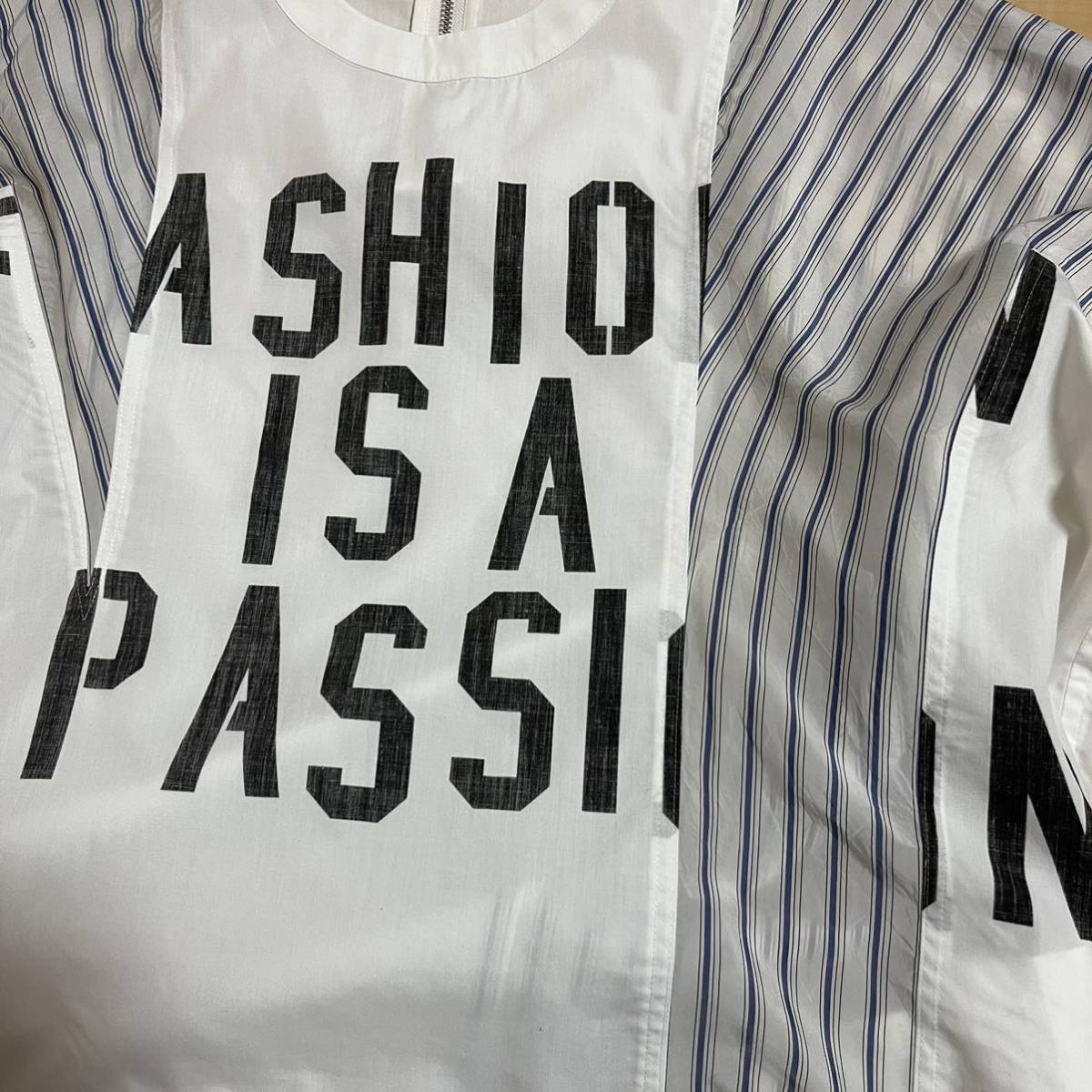サカイ 17SS 変形 カットソー ストライプ 切替 ロゴ 五分袖 2 白 青 ♪1，000〜 sacai サカイ 17SS 変形 カットソー ストライプ 切替 ロゴ