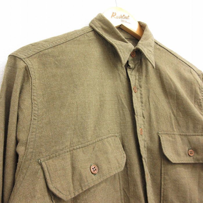 M/古着 長袖 ビンテージ ミリタリー シャツ メンズ 40s マチ付き