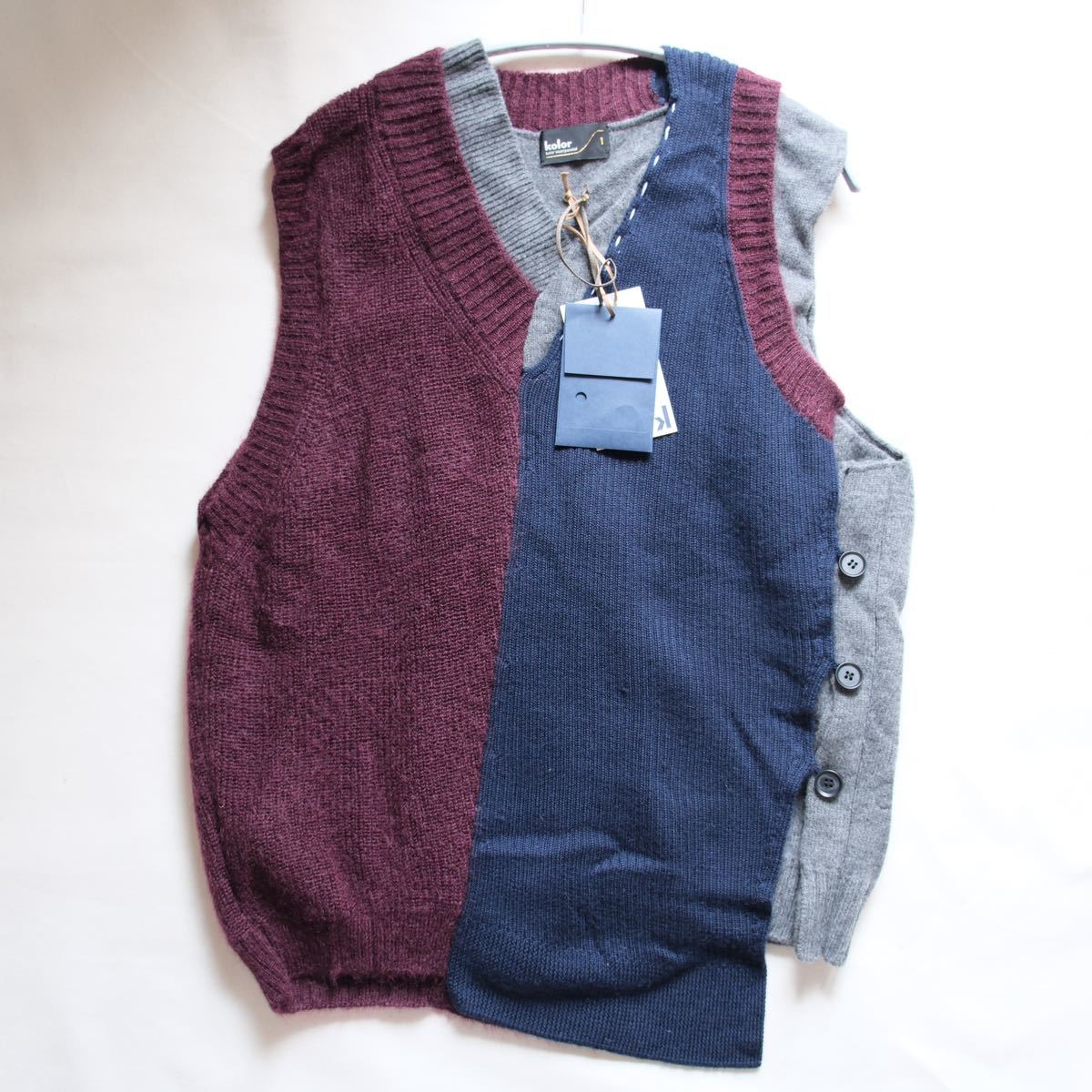 kolor ニットベスト ほぼ未使用 20aw kolor 再構築ニットベスト size:1 カラー メンズ
