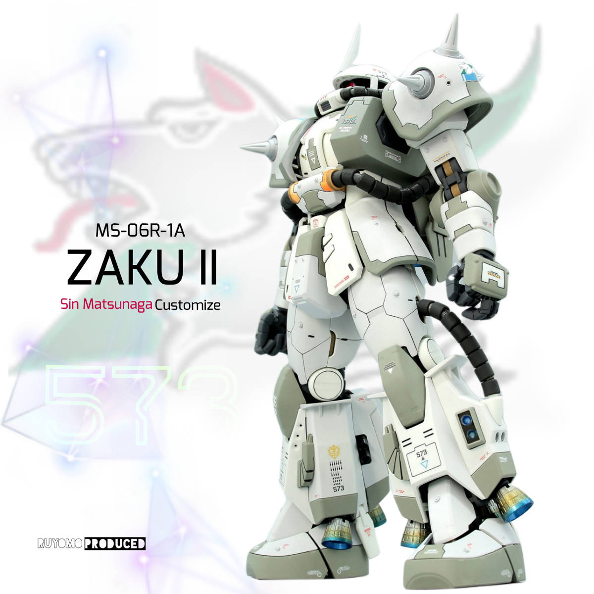 バンダイ 1/100Scale MG ザクII シン マツナガ 専用機 Ver.2.0 徹底改修 塗装済み 完成品 検 ガンプラ完成品 ザク ...