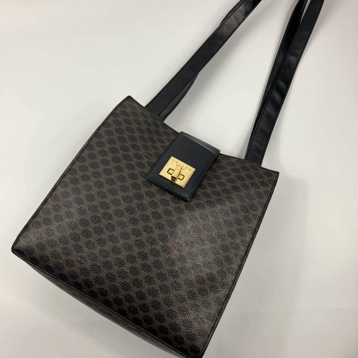 1円【外側美品】 CELINE セリーヌ トートバッグ ターンロック ブラック 