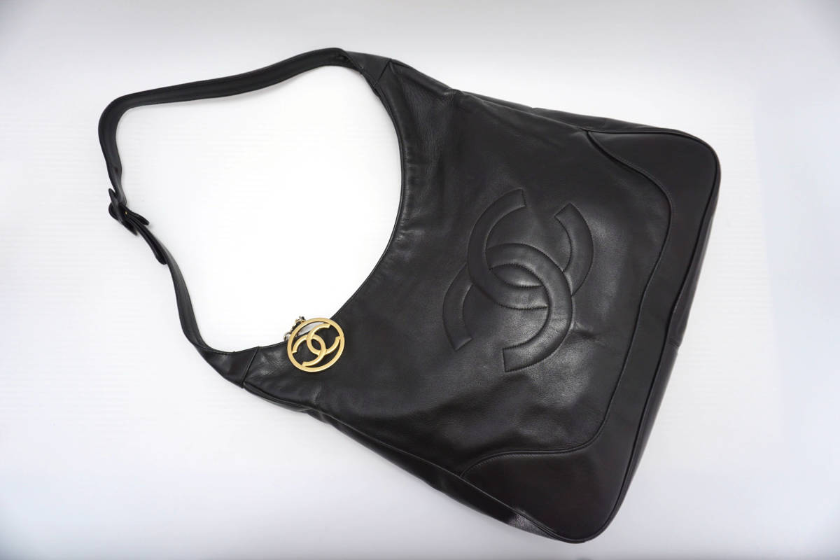 1円 極美品 CHANEL シャネル ラムスキン デカ ココマーク ワン