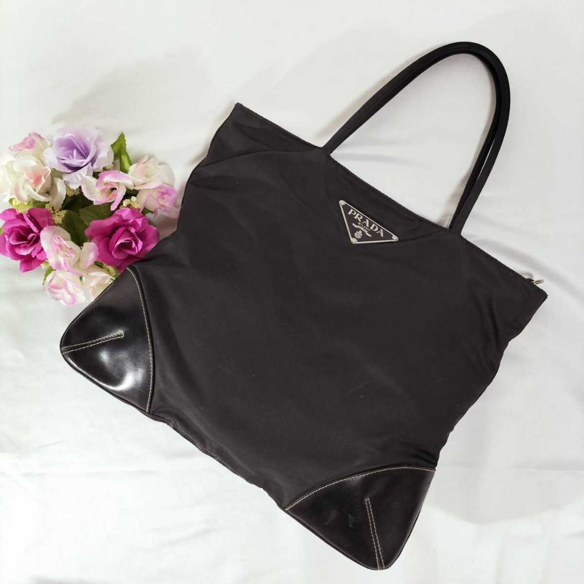 プラダ PRADA ナイロン 三角ロゴプレート ハンドバッグ 正規品 