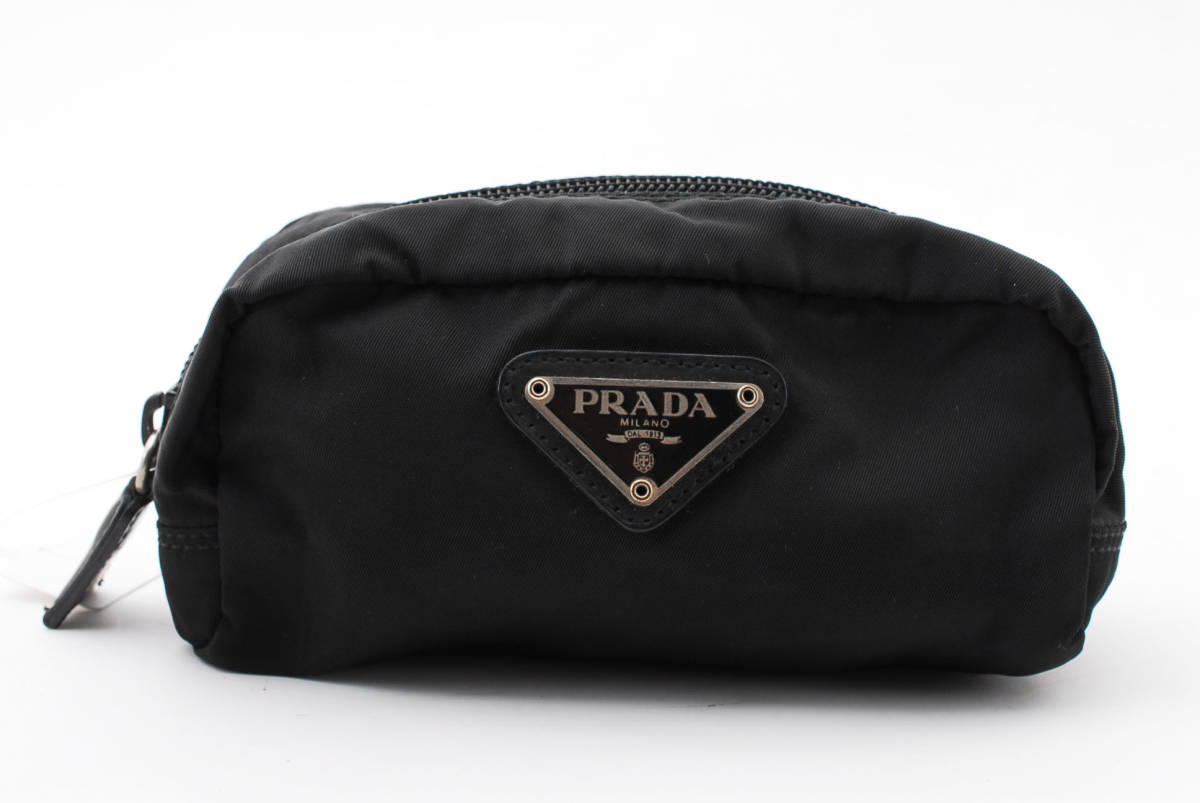 【1円スタート】PRADA　プラダ　テスート　ナイロン　リナイロン　ミニポーチ　コスメポーチ　マルチケース　ロゴプレート　22-7510