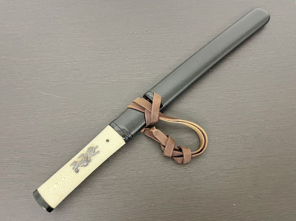 高級模造刀 小脇差 黒柄 木瓜小鍔 黒梨地鞘 高級模造刀 小脇差 黒柄
