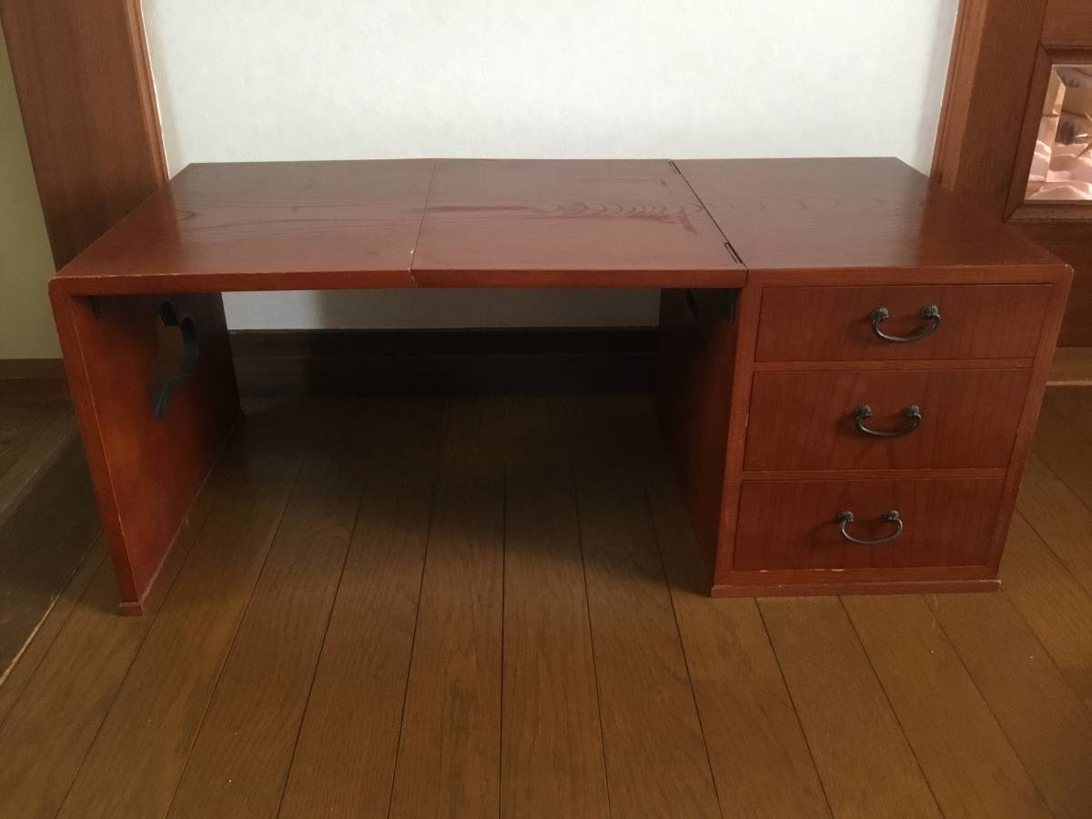 ★折り畳み文机★　(木目机　コンパクト　折りたたみ机　木製机　勉強机　和風机)