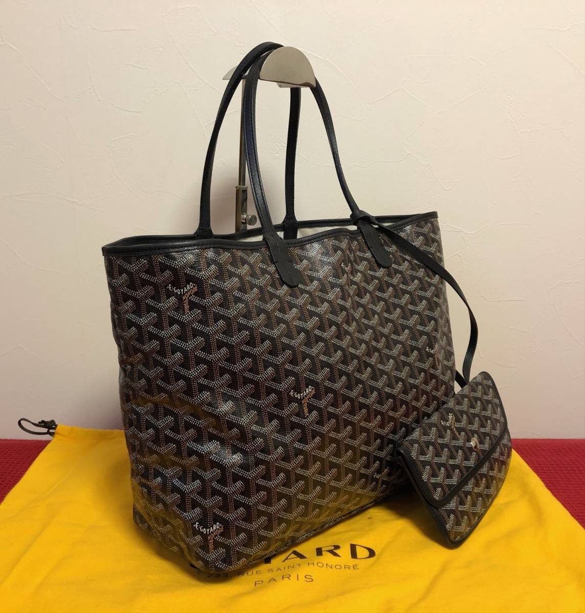 本物 GOYARD ゴヤール サンルイPM 黒 トートバッグ ポーチ付き 財布