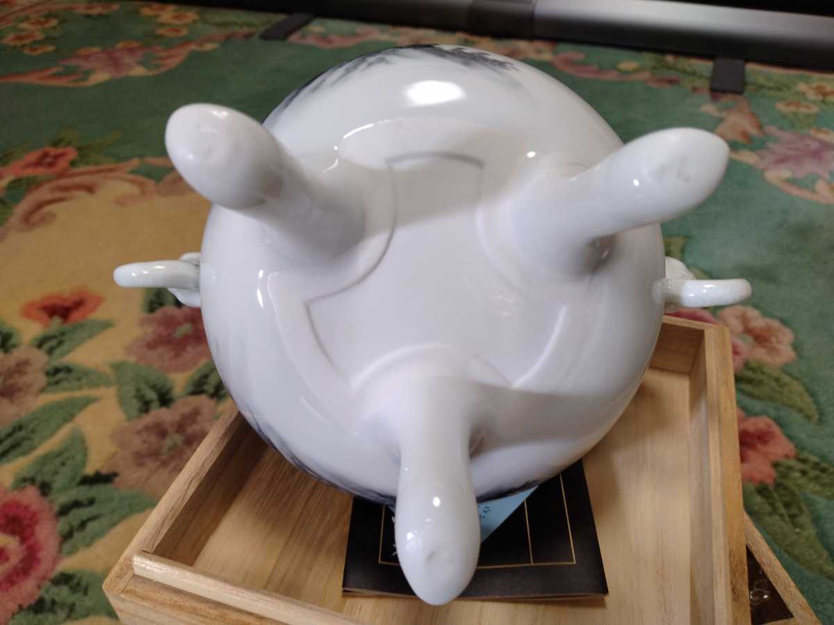 2655 伊万里鍋島焼　手描き　香炉　未使用 新品で購入して 香炉 伊万里鍋島焼 手書き 大秀窯 獅子 龍