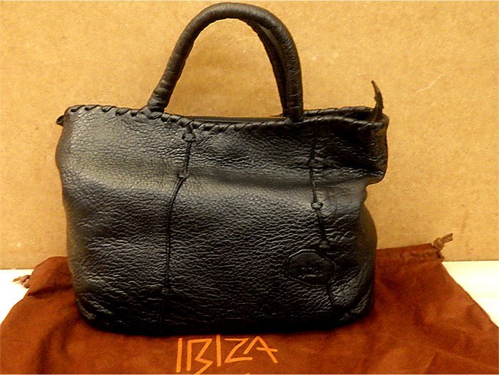 ☆IBIZA イビザ レザー 本革 ハンドバッグ ブラック☆J466 ☆IBIZA 