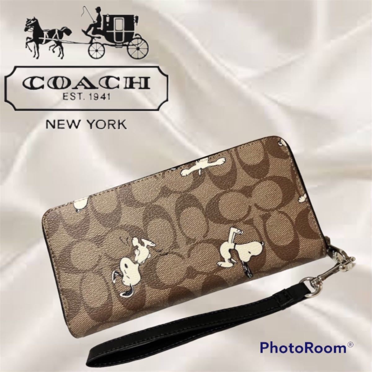 Xmas！紙袋付き！coach＋PEANUTS スヌーピー シグネチャー ジップ