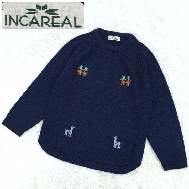 INCAREAL インカリアル ペルー製 アルパカ 羊毛ブレンド ニットセーター レディース 紺色 ケーナ