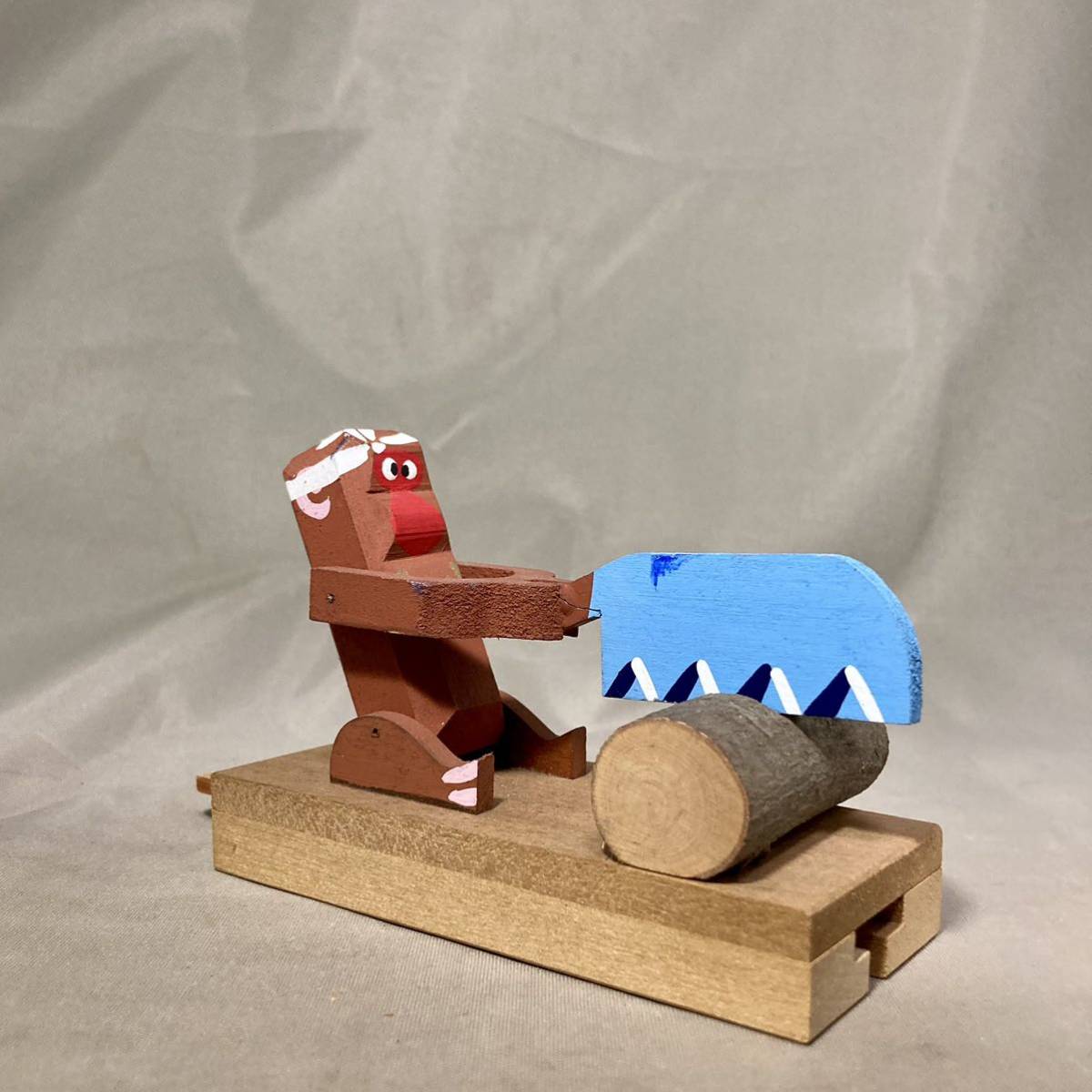 郷土玩具　長野　奈良井のからくり玩具　木挽き猿　中西康二　こけし　民芸　木彫り 廃絶 郷土玩具 長野県 奈良井宿 藤屋 中西康二 信濃猿 木挽き猿 サル