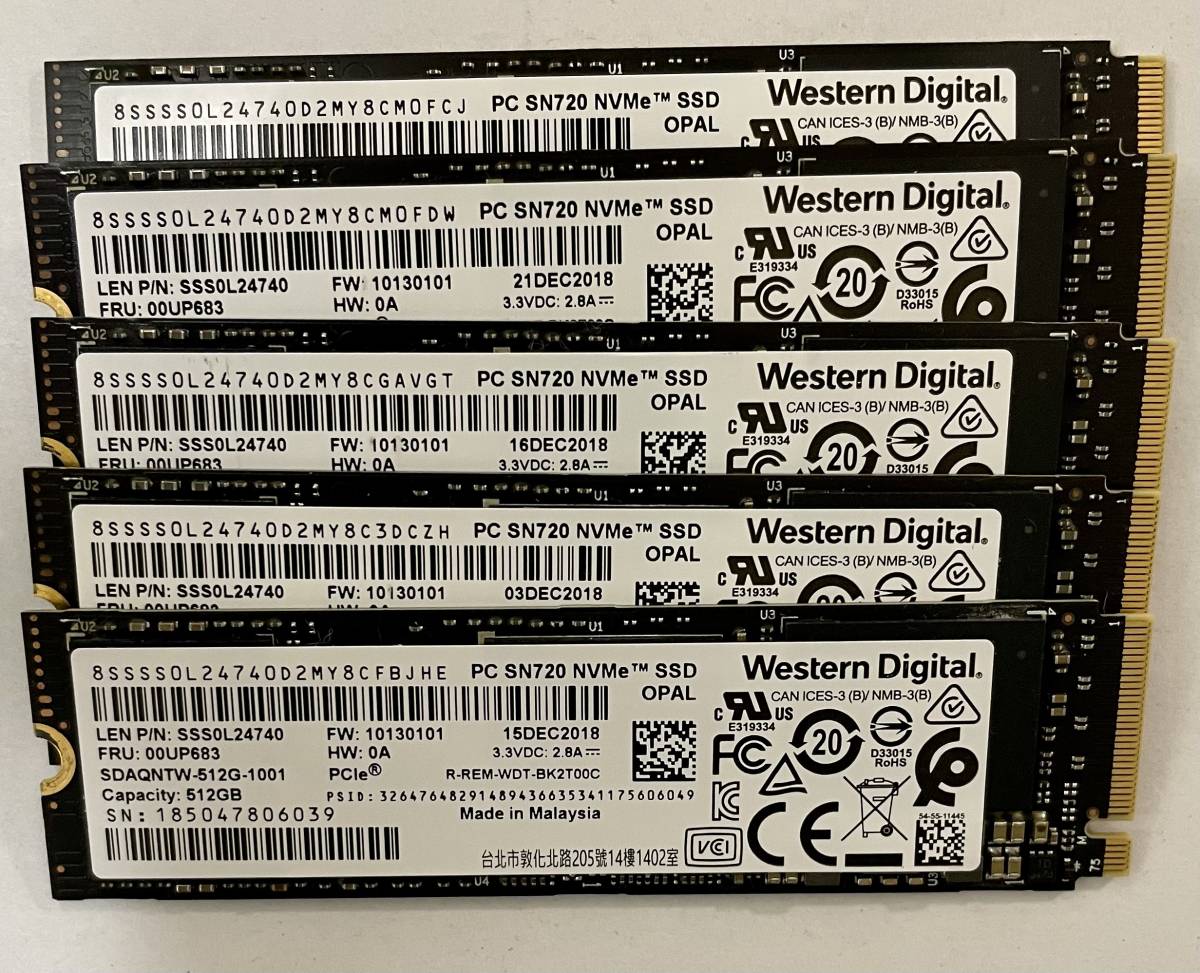 定番，高品質 ① WD SN720 512GB 5枚まとめて PCIe M.2 2280 SSD(256GB～)｜売買されたオークション情報、yahooの商品情報をアーカイブ公開 - オークファン 256GB～