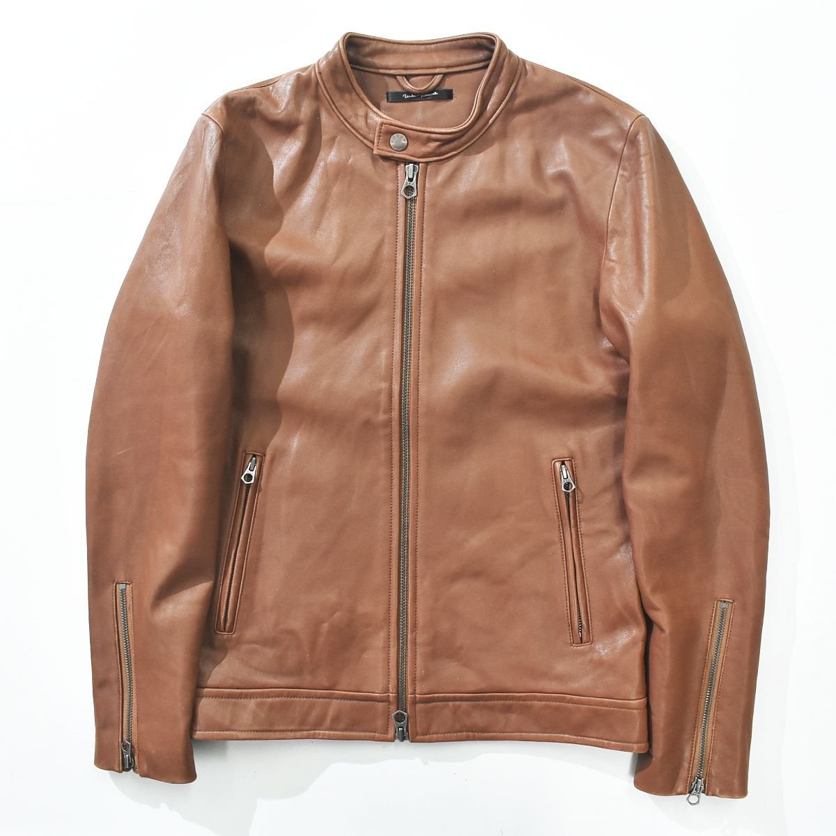 ☆IDEALジップ 本革 アーバンリサーチ ダブルジップ ラムレザー 
