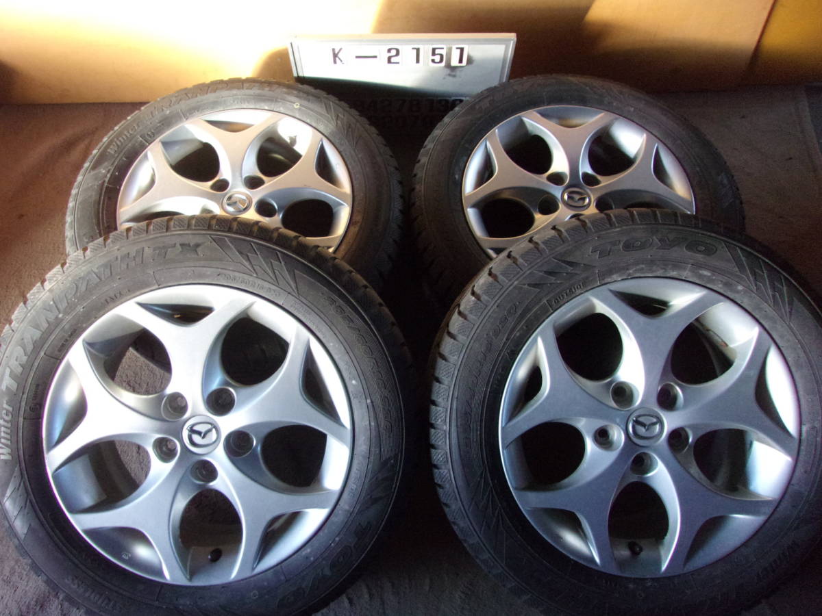 K-2151スタッドレス屋205/60R16マツダアルミ付き４本（6.5J 114.3 5穴 +50)③　　　本州送料込み