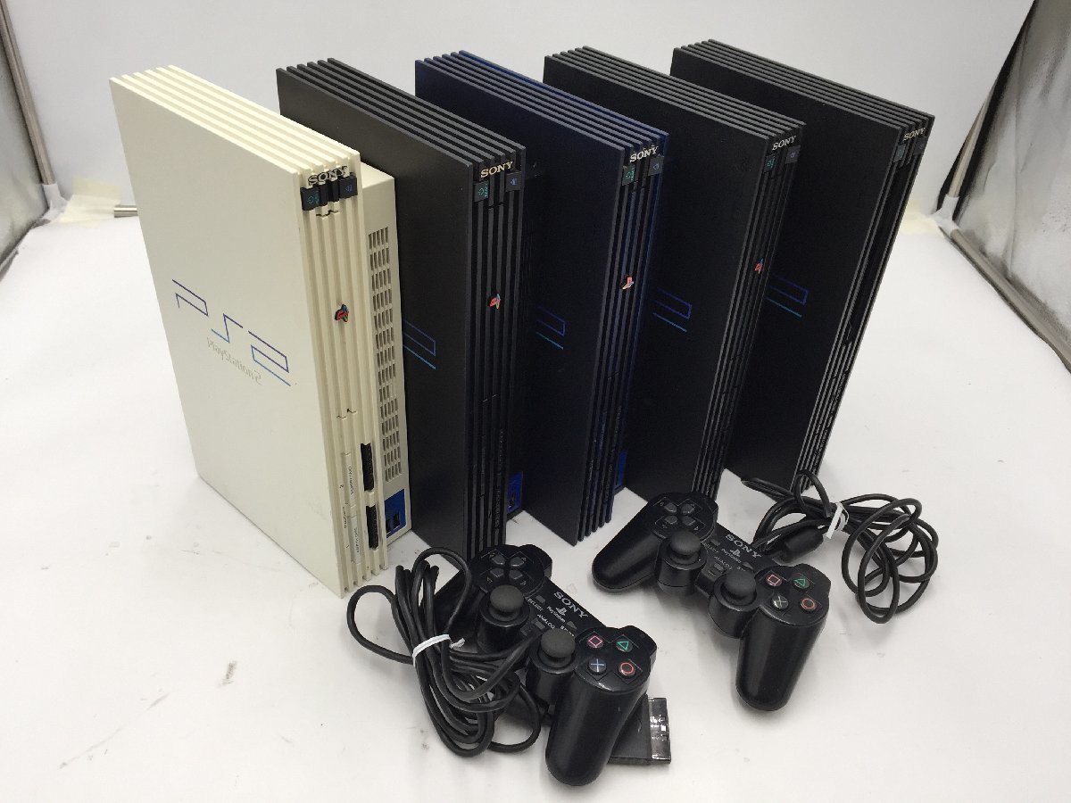 ♪△【SONY ソニー】PS2本体5点/コントローラー2点 計7点セット SCPH-