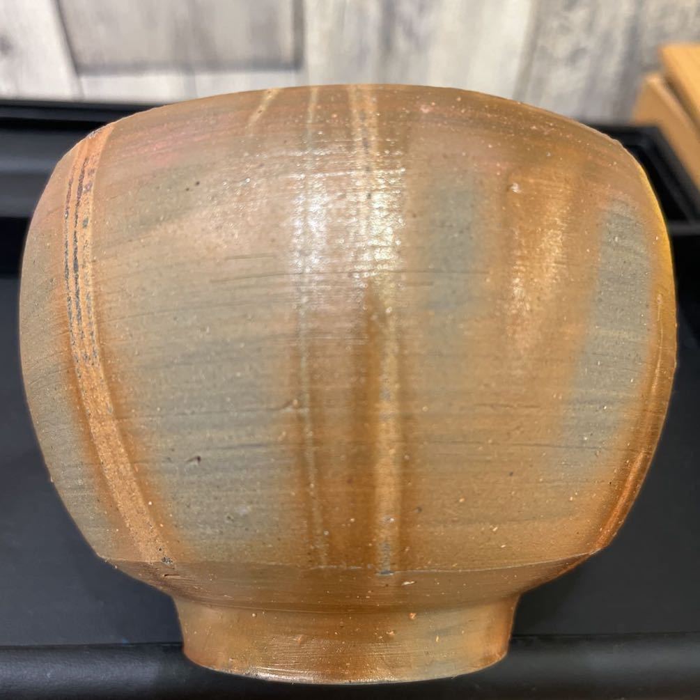 人間国宝 藤原雄 備前焼 緋襷茶盌A 共箱共布栞 抹茶碗