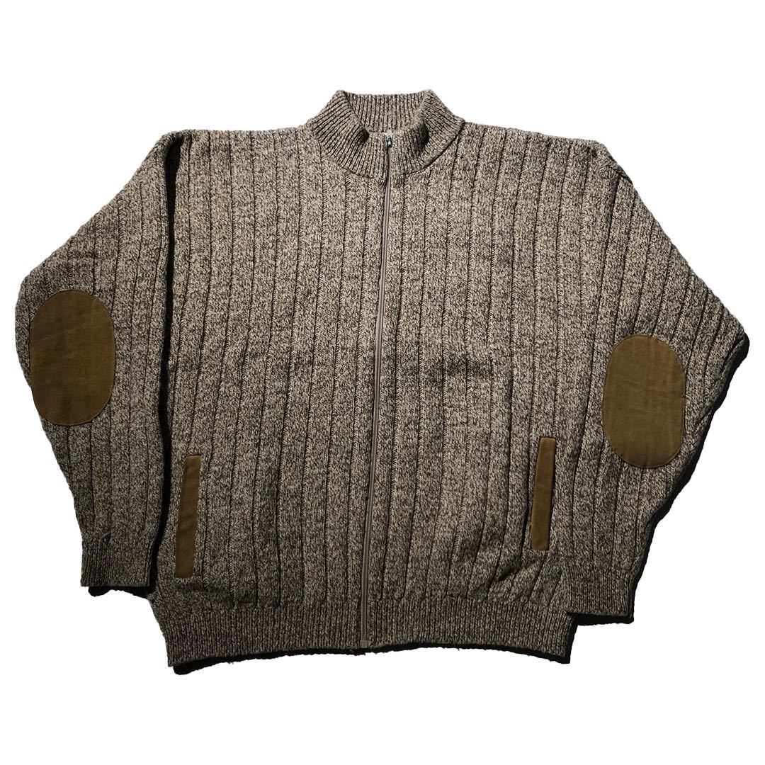 希少 90s ビンテージ ORVIS フルジップ ウール ニットセーター エルボーパッチ付き 1990年代