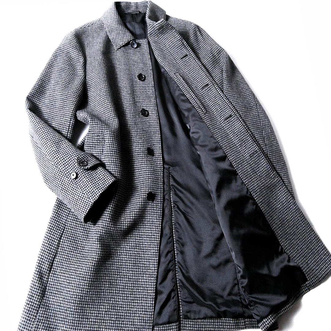 ■2212.G1.86■【高級カシミヤ素材!!】ユナイテッドアローズ「ふわトロな極上手触り◎」秋冬英国調 千鳥格子柄◎防寒 コート L