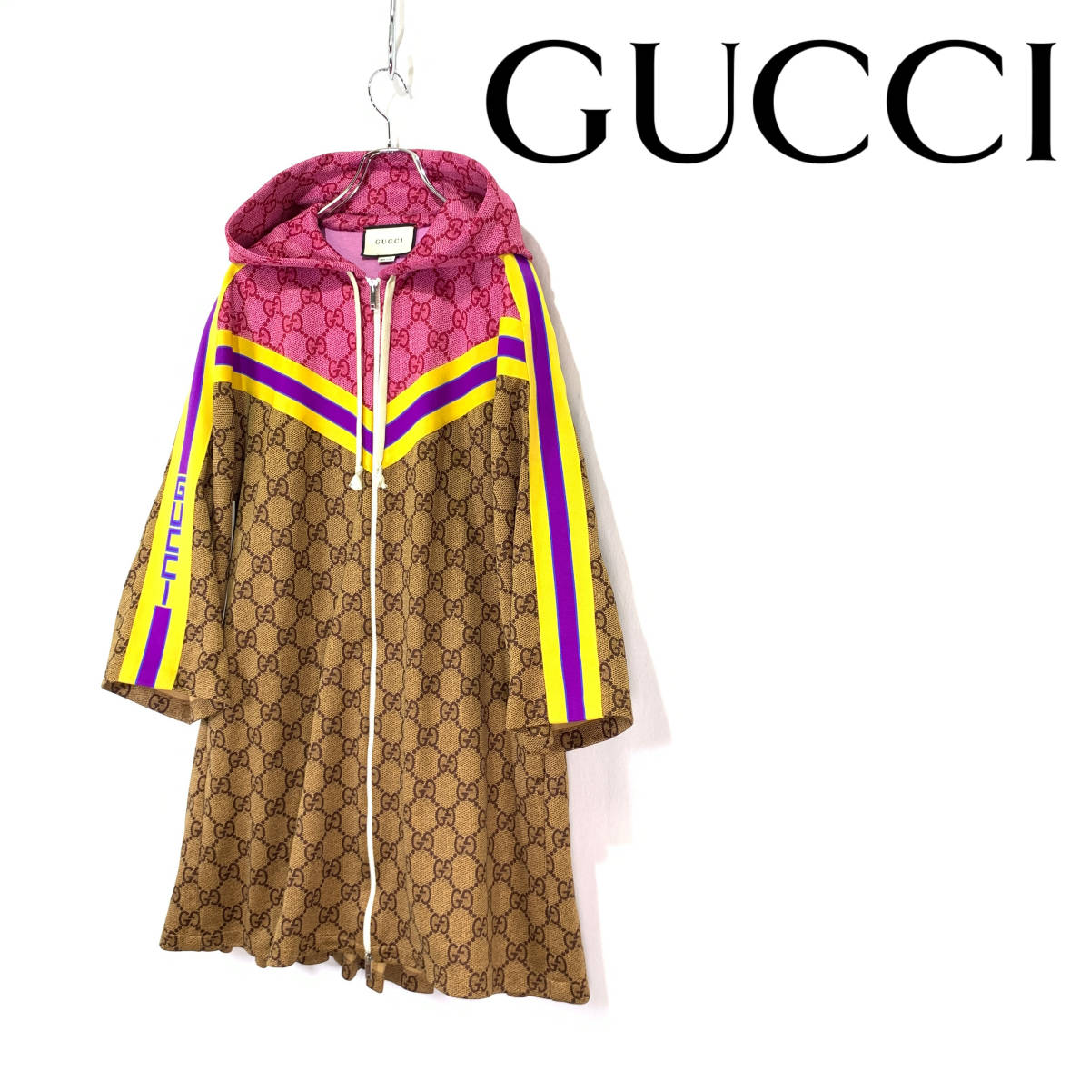 GUCCI グッチ GG総柄 GGテクニカル ジャージー バックプリーツ ドレス 