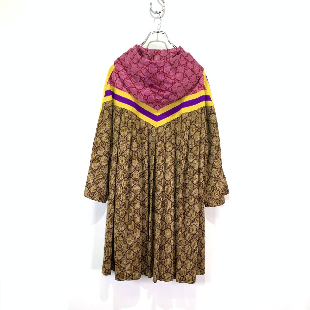 GUCCI グッチ GG総柄 GGテクニカル ジャージー バックプリーツ ドレス 