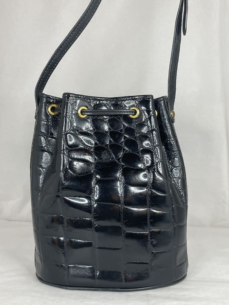 希少CELINE セリーヌ オールド 巾着 ショルダーバッグ レザー 紫