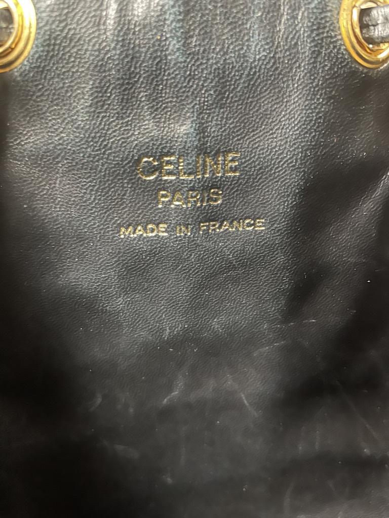 希少CELINE セリーヌ オールド 巾着 ショルダーバッグ レザー 紫