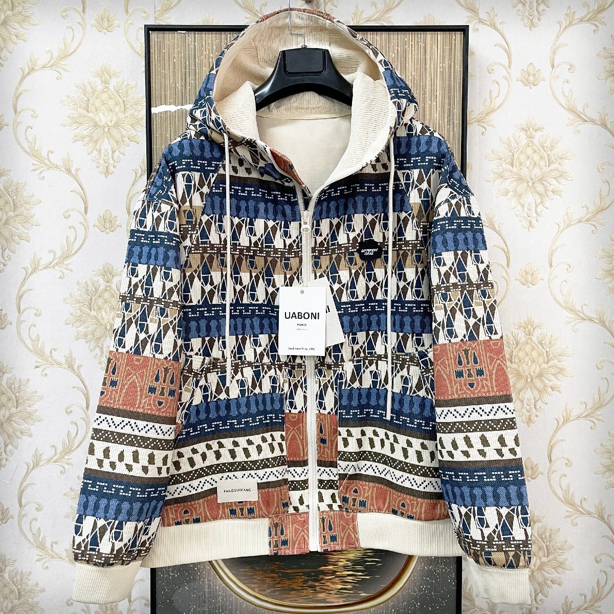 品質保証，SALE 最高級EU製＆定価7万 UABONI Paris ジャケット ユアボニ パリ発 個性 長袖 ネイティブ柄 総柄 スタジャン パーカー 日常着 L/48サイズ(Lサイズ)｜売買されたオークション情報、yahooの商品情報をア ジャンパー、ブルゾン一般