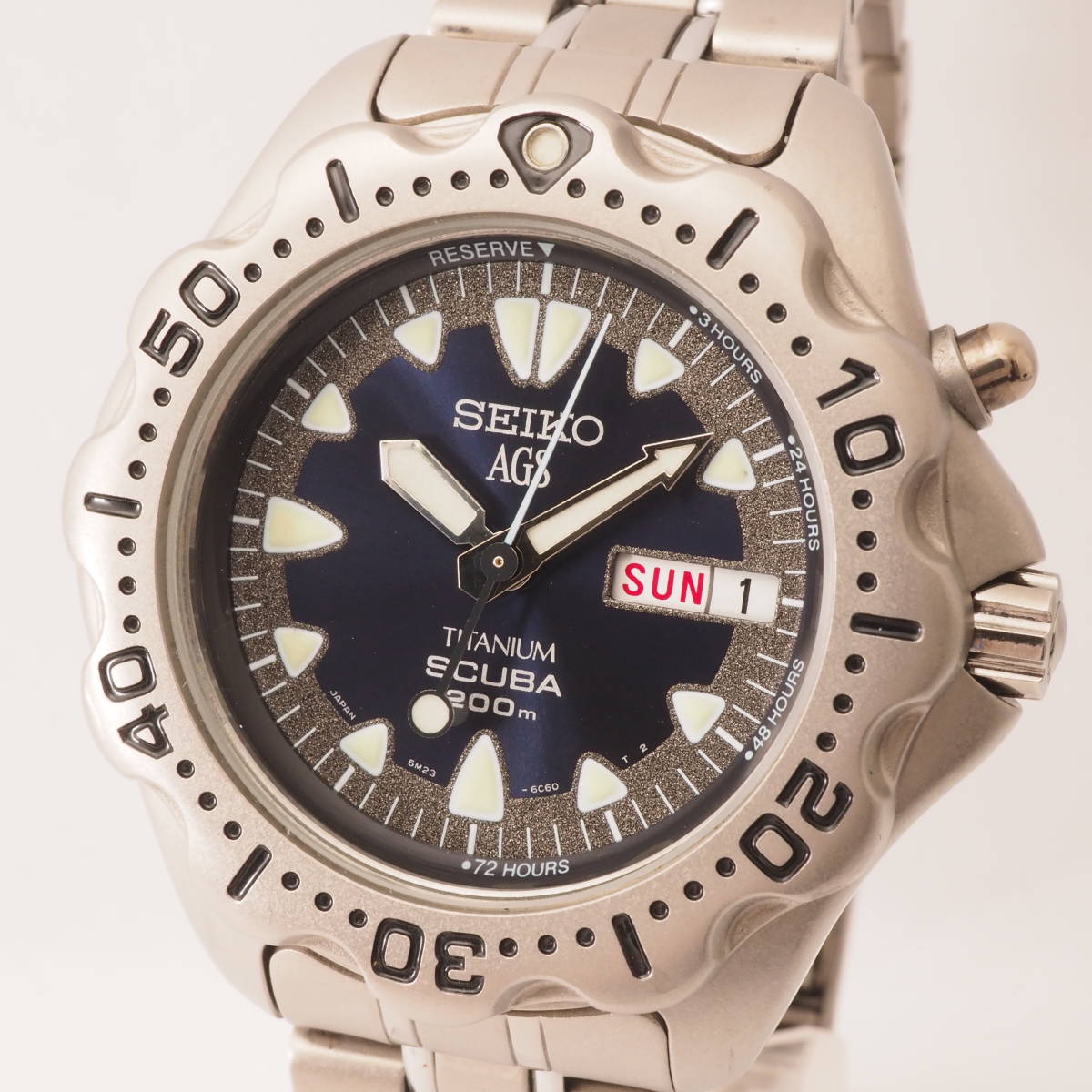 セイコー スキューバ ダイバー AGS 5M23-6B40 SEIKO SCUBA 200m TITANIUM デイデイト オートクォーツ ...