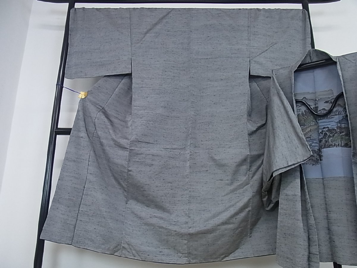 メンズ 着物 M L LL 3L 男性 シンプル セット 絽（駒絽）「濃藍 色無地
