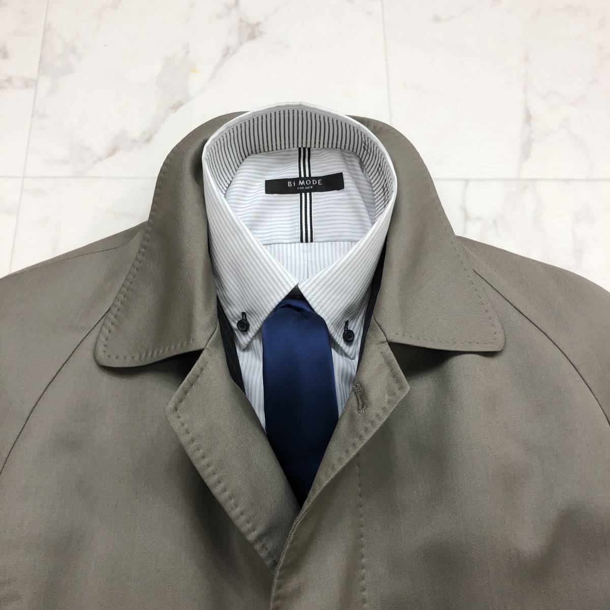 高級カシミヤ混★ランバンクラシック【LANVIN CLASSIQUE】ステンカラーコート メンズ M アウター 着脱可能ライナー 厚手 保温性 冬 C83