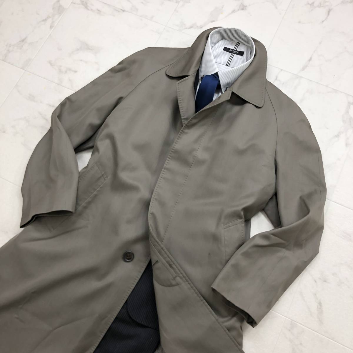 高級カシミヤ混★ランバンクラシック【LANVIN CLASSIQUE】ステンカラーコート メンズ M アウター 着脱可能ライナー 厚手 保温性 冬 C83