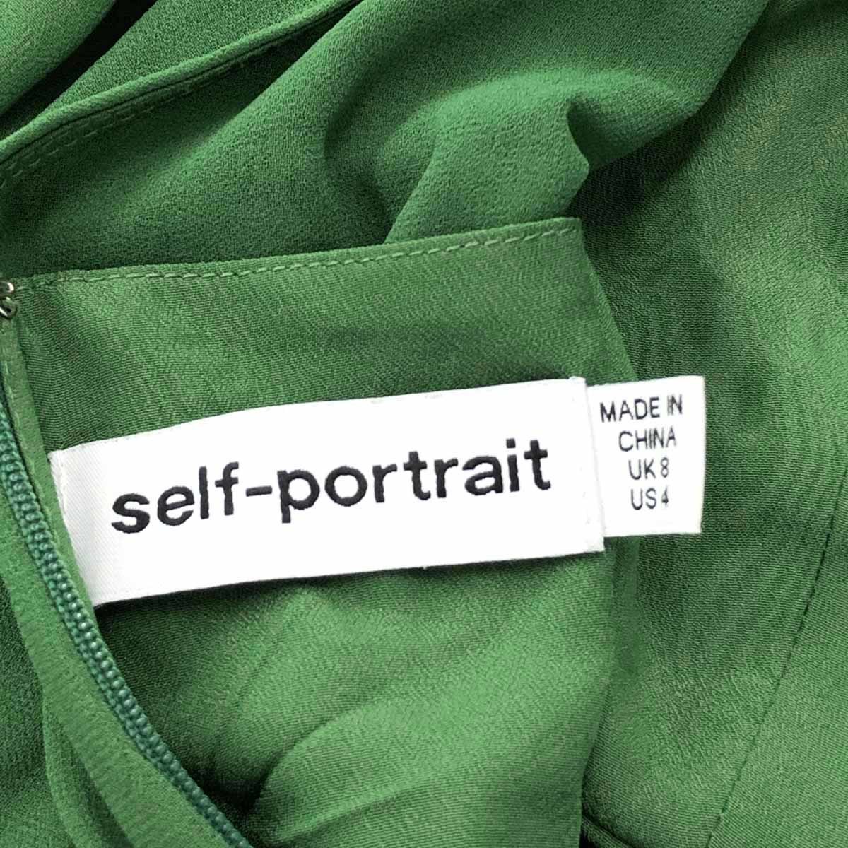 ◆SELF-PORTRAIT セルフポートレイト 長袖ワンピース サイズUK8◆ グリーン レディース シースルー プリーツ レース リボン ワンピース セルフポートレイト Self self-portrait◇長袖ワンピース&frasl;-&frasl;ポリエステル&frasl;WHT&frasl;総柄&frasl;SP20 ラクマ portrait