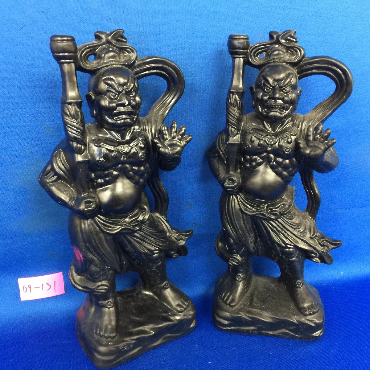 ☆09―131☆置物セット 金剛力士像 仁王像 阿形像 台付き 仏教美術 