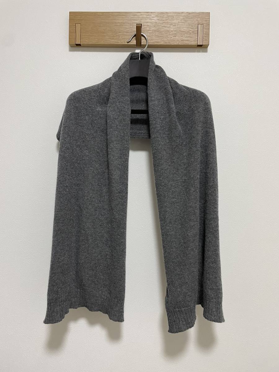 伊製マーロmaloカシミヤ100%ケーブル編みローゲージストールマフラー白