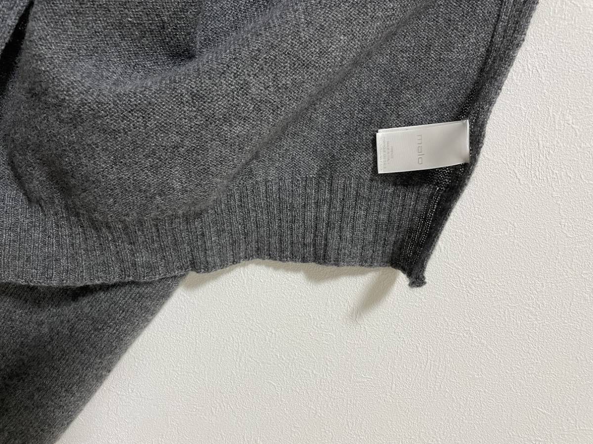 伊製マーロmaloカシミヤ100%ケーブル編みローゲージストールマフラー白