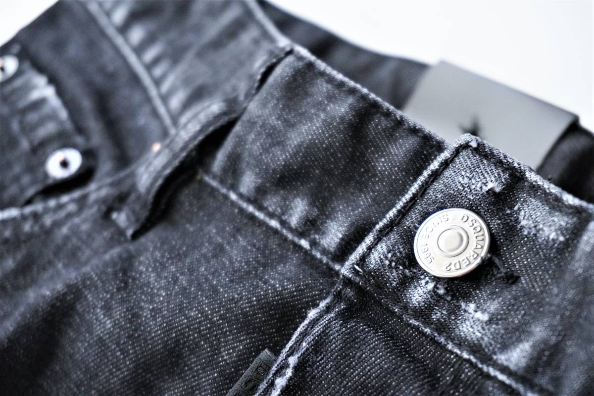 【新品/正規品】定価7万 50 Dsquared2 ディースクエアード RUN DAN JEAN S71LB0659 武骨で男らしい ブラックウォッシュ ストレッチ デニム