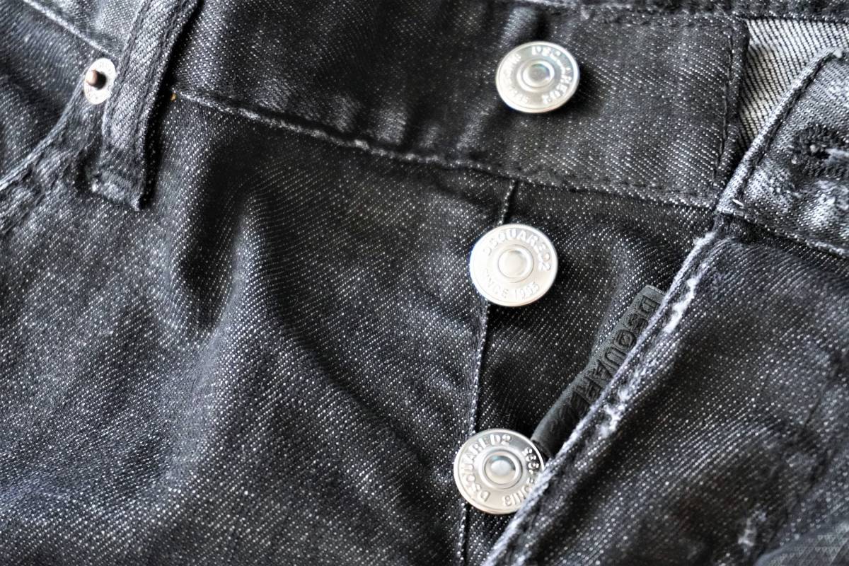 【新品/正規品】定価7万 50 Dsquared2 ディースクエアード RUN DAN JEAN S71LB0659 武骨で男らしい ブラックウォッシュ ストレッチ デニム
