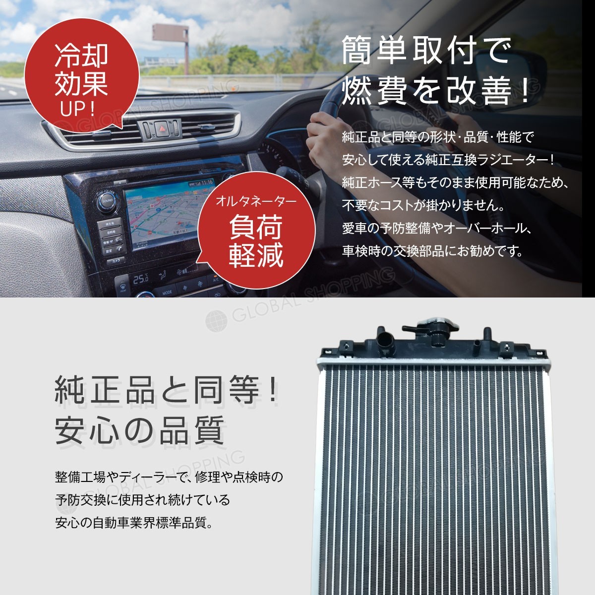 ラジエーター ダイハツ ムーヴ(L900S L910S) オプティ(L800S L810S) マックス(L950S L960S) ノンターボ AT車 ラジエター 16400-97206 ダイハツ ムーヴ L900S L800S L802S L810S