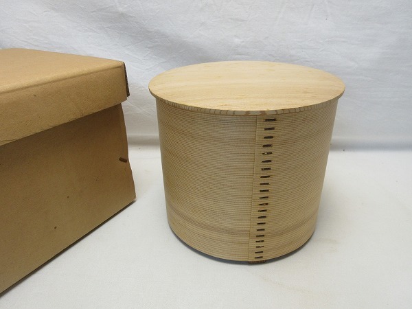 美品茶道具杉木地曲水指利休形曲物綴目時尚水