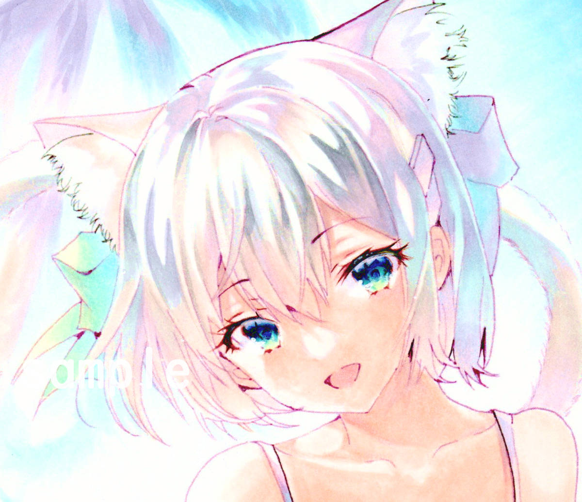手描きイラスト オリジナル（ねこみみ） A4サイズ オリジナル 手描き
