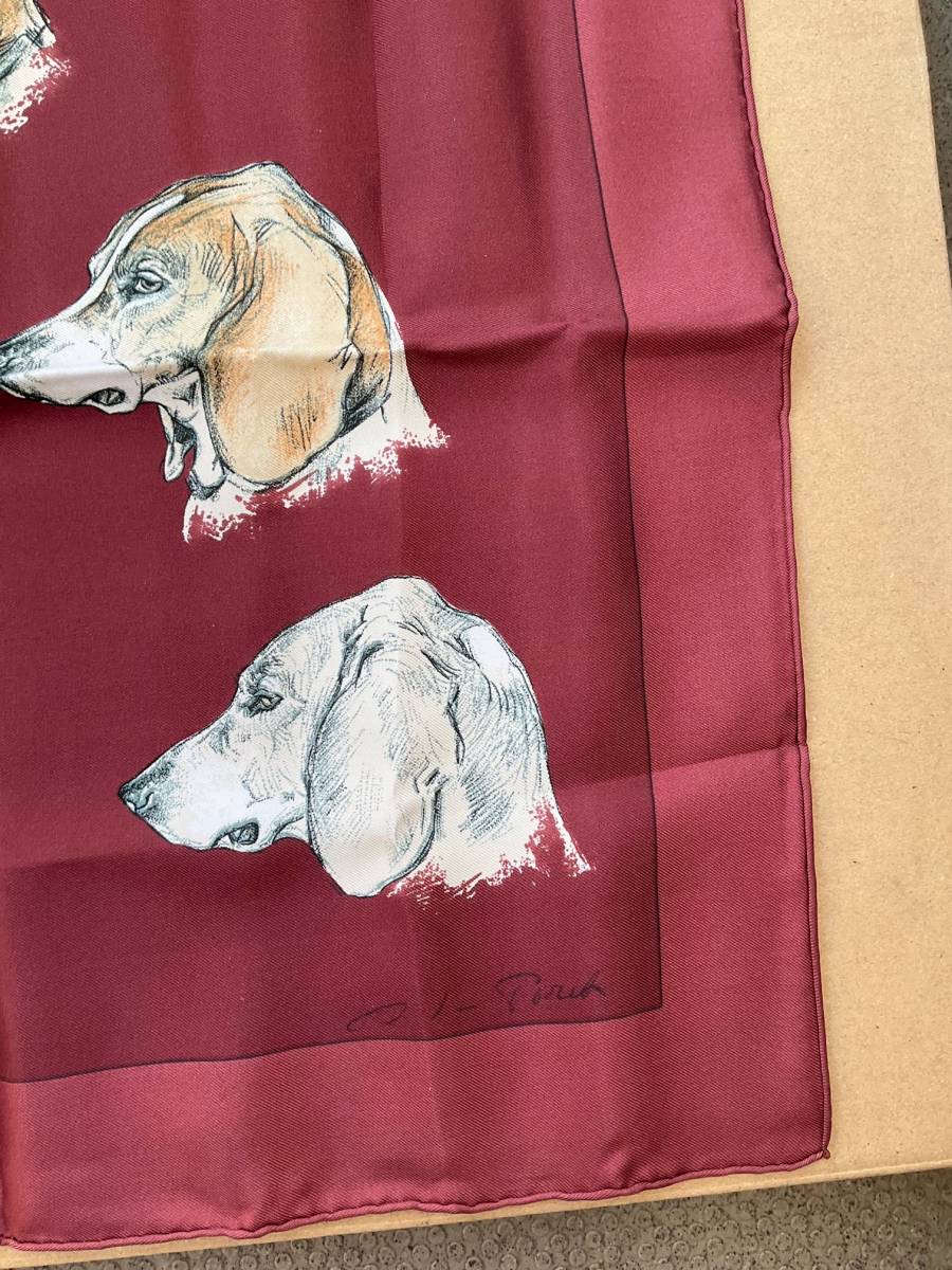 エルメス スカーフ カレ90 poret 猟犬 1960年代？ 日本未発売 エルメス