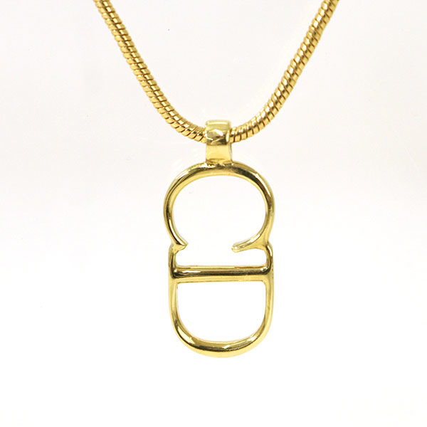 クリスチャンディオール Christian Dior CDロゴ ネックレス ゴールド アクセサリー 【xx】【中古】4000060800900632