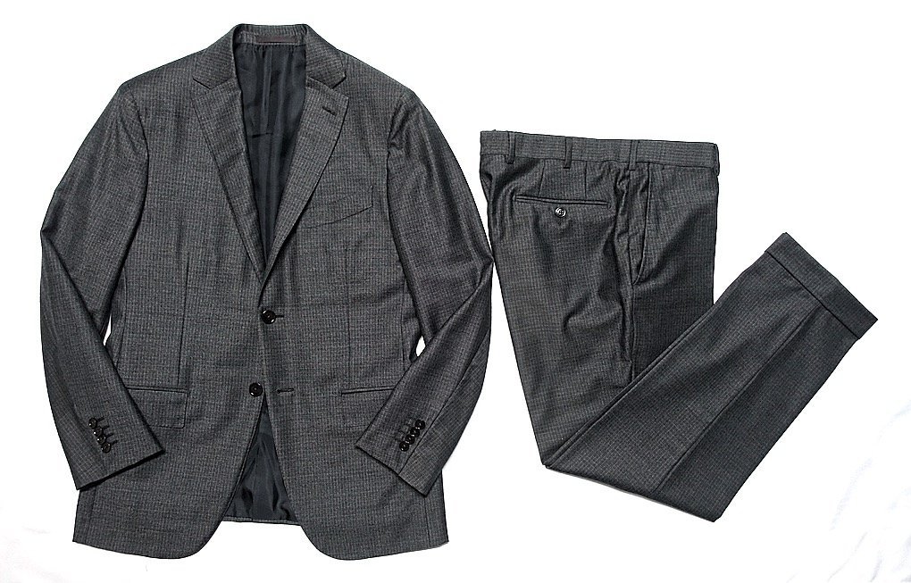 現行タグ 極美品 Ermenegildo Zegna エルメネジルドゼニア シャドーストライプ スーツ セットアップ ウール グレー メンズ 48