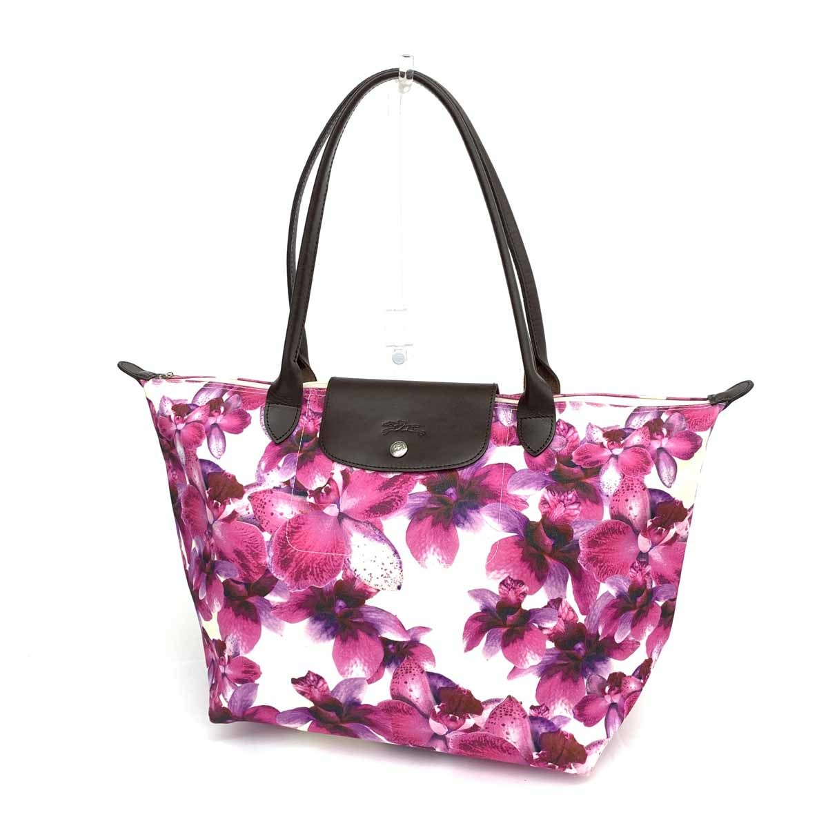 ◇LONGCHAMP ロンシャン トートバッグ◇ フューシャピンク×ホワイト 