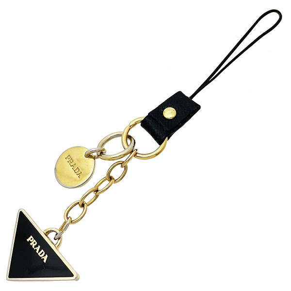 PRADA サフィアーノレザー 三角ロゴ スマホストラップ チャーム ピンク