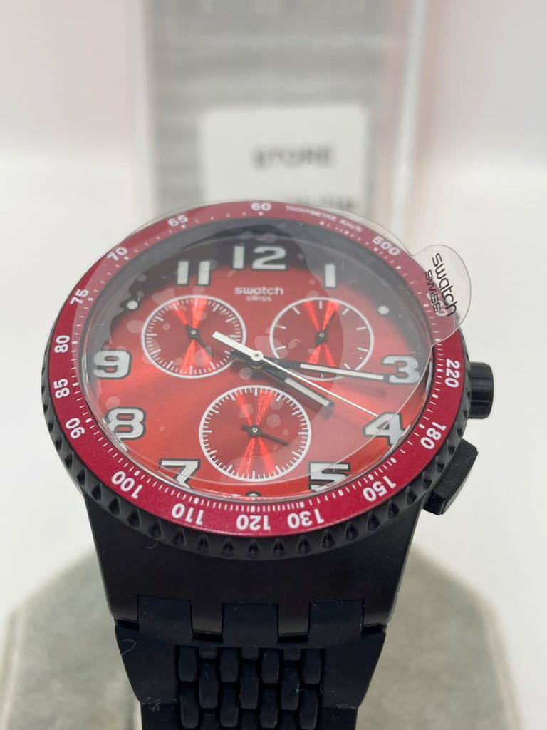 ST0111 Swatch/スウォッチ 腕時計 クロノグラフ ラバーベルト レッド 