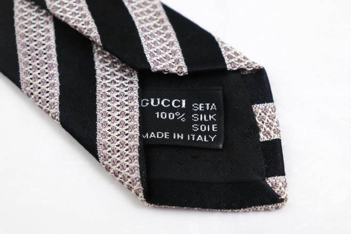 グッチ ストライプ柄 高級 シルク イタリア製 ブランド ネクタイ