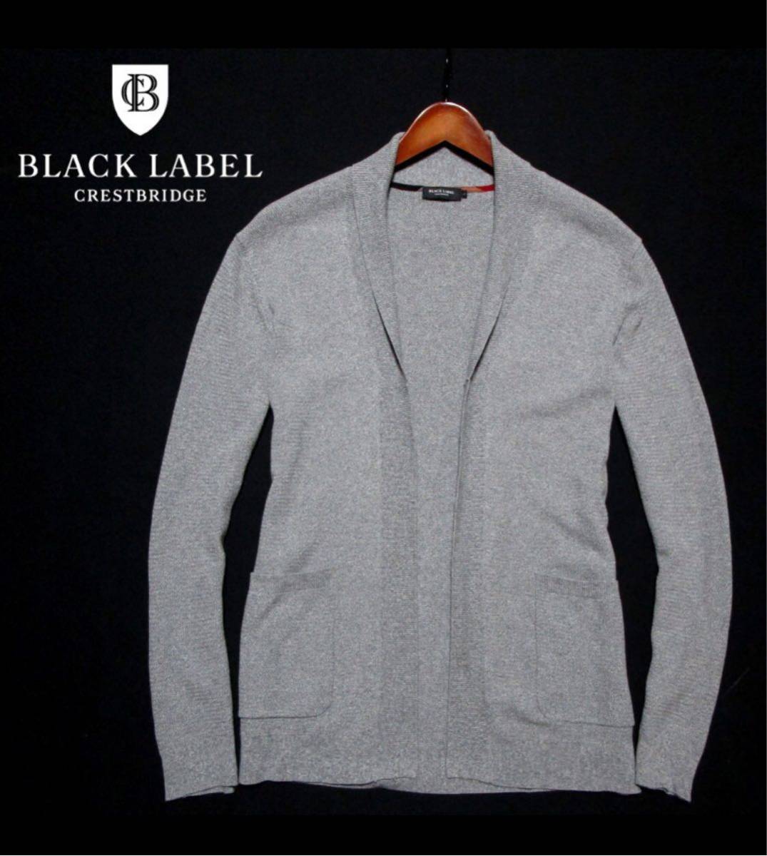 ブラックレーベル クレストブリッジ BLACK LABEL CRESTBRIDGE size. L （XL） グレー系 釦レス ニットカーディガン 